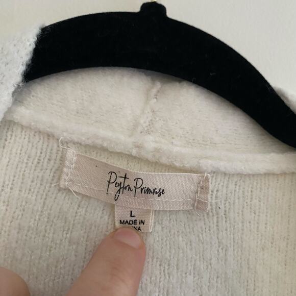 Knit Sweater Cardigan Peyton Primrose Colorblock White Black Gray Women’s Large - Picture 3 of 6